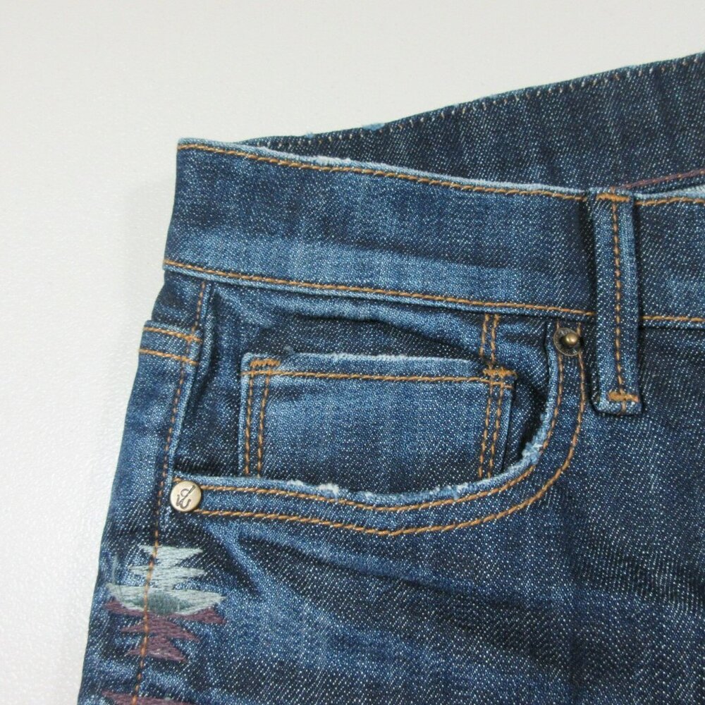 driftWood womens dark wash Jackie stretch embroidered Navajo skinny 26x31 NWOT - Picture 5 of 10